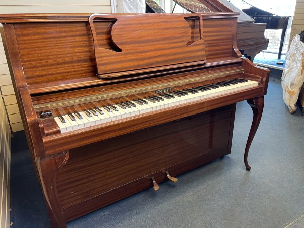 KNIGHT K30 FIGURED MAHOGANY POLISHED UPRIGHT PIANO